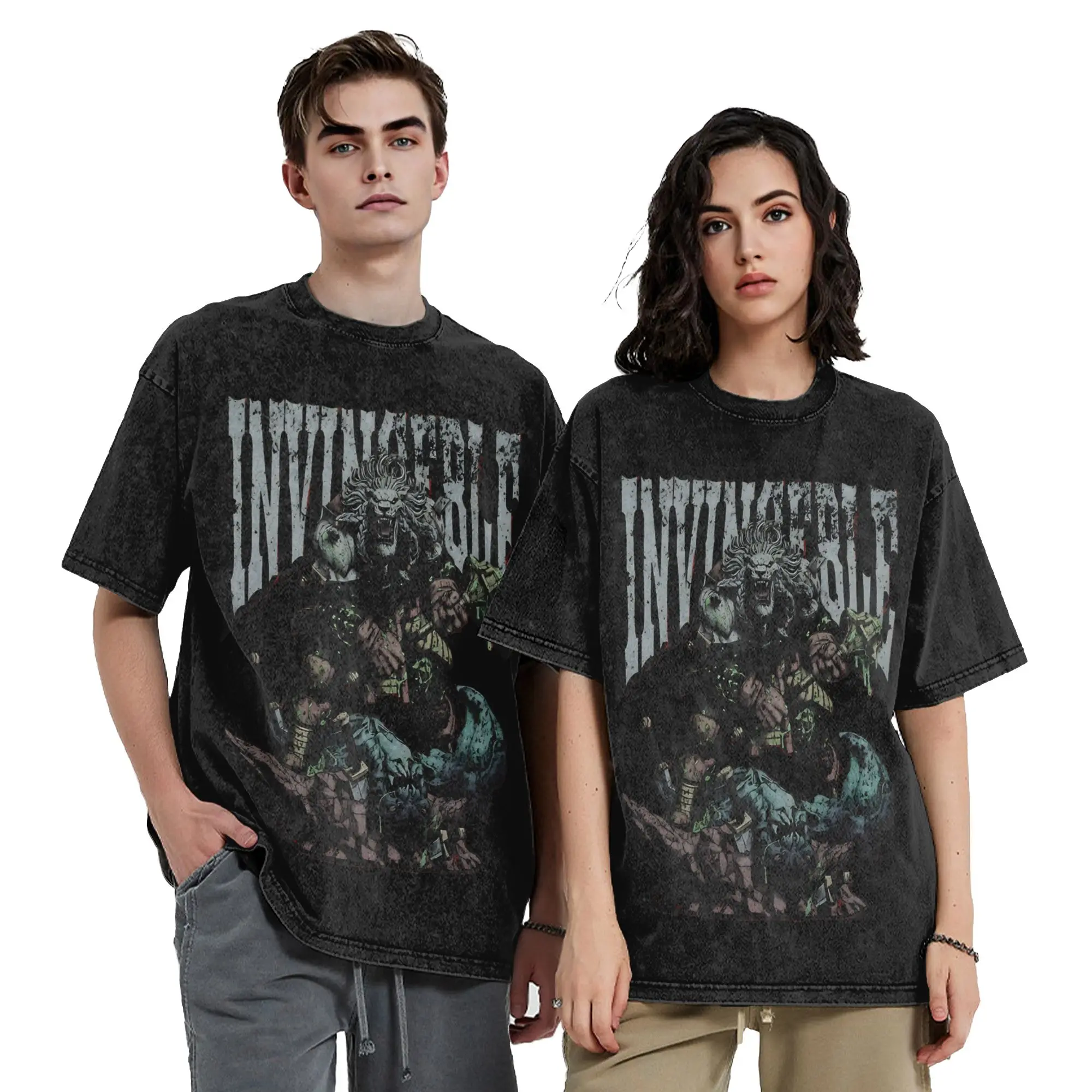 Vintage Washed Cotton Hip Hop Streetwear Graphic Tee