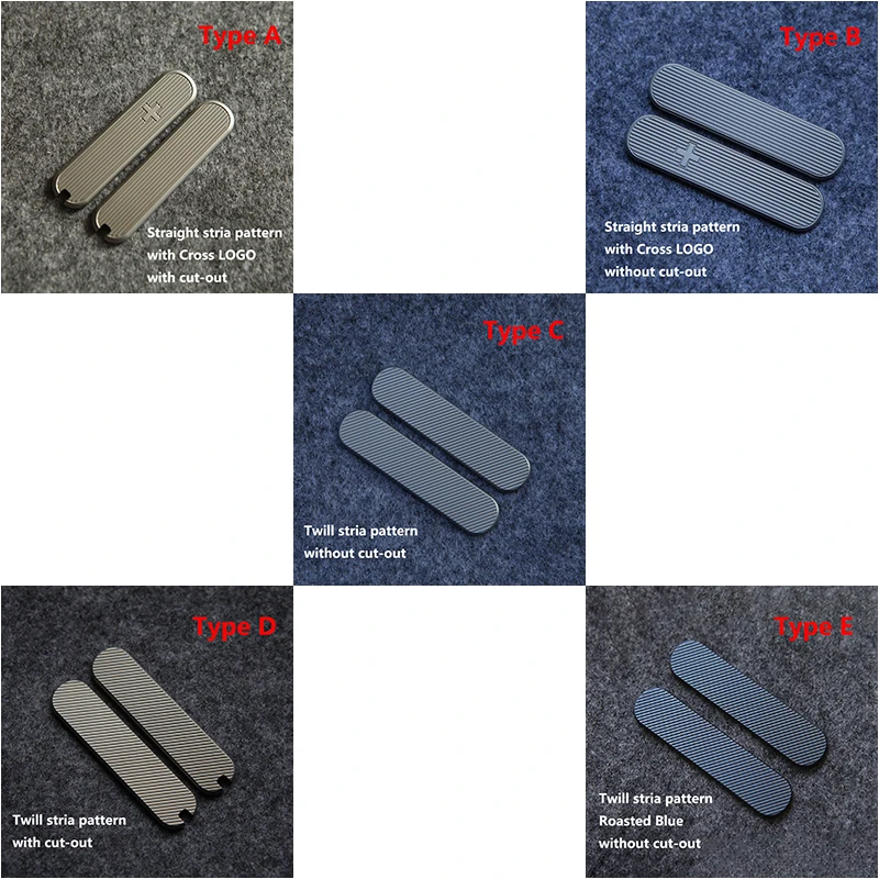 

1 Pair Folding Knife Titanium Handle Scale Patches for 58mm Victorinox Swiss Army Knives Lines Stria Cross Pattern DIY Make Part