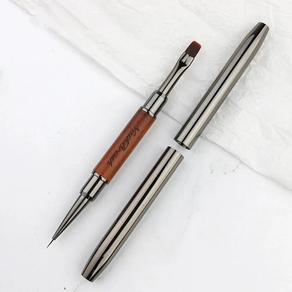 New Sandalwood Pole Nail Art Brush Dual-ended Professional Nail Liner Brush Nail Art Painting Pen Gel Nail Application