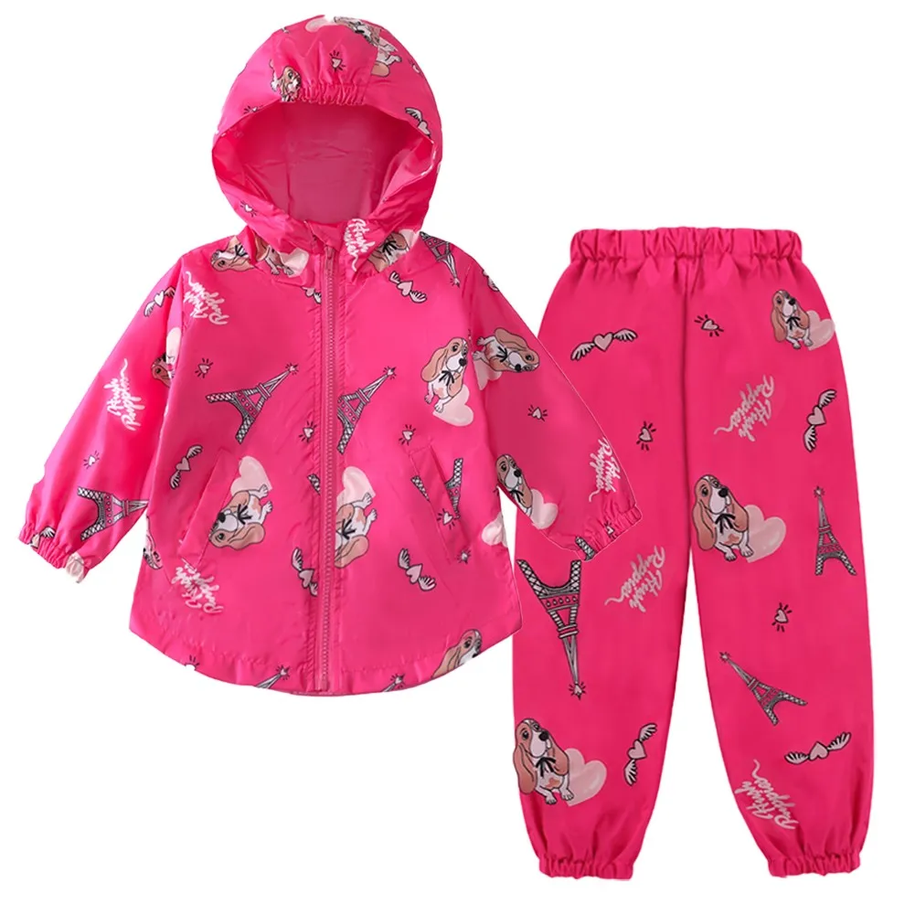 Kinder Mode Wasserdichte Kinder Kleidung Herbst Casual Baby Jungen Graben Mantel Langarm Jacke Druck Kinder Hoodie Trainingsanzüge