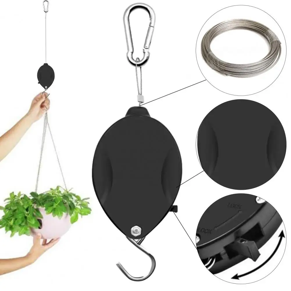 

Flowerpot Hook 25kg Load Capacity Stretchable Steel Wire Retractable Plant Hanger Hook Gardening Tool