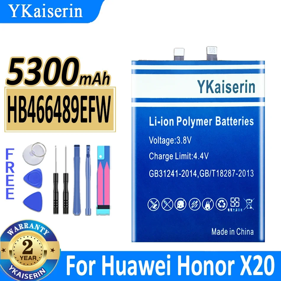 

5300mAh YKaiserin Battery HB466489EFW For Huawei Honor X20 Mobile Phone Batteries