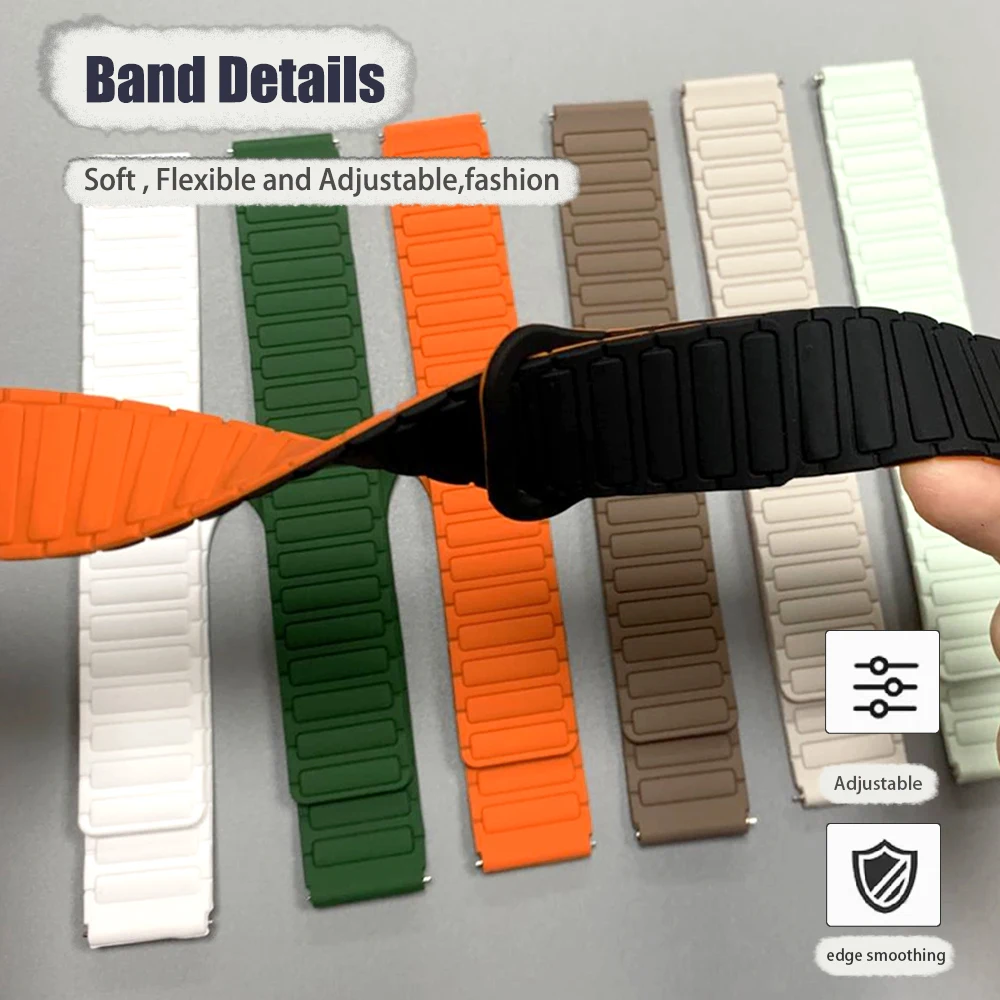 Sport Silicone Magnetic Smartwatch Band - 20mm/22mm Strap
