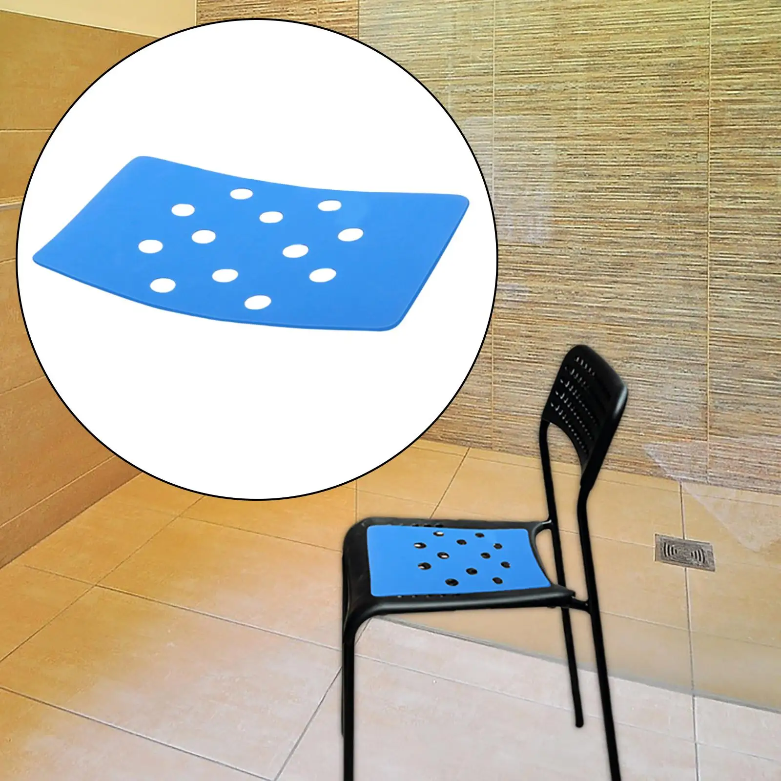 Bath Shower Stool Seat Mat Stickable Waterproof Quick-Drying for Elderly Senior