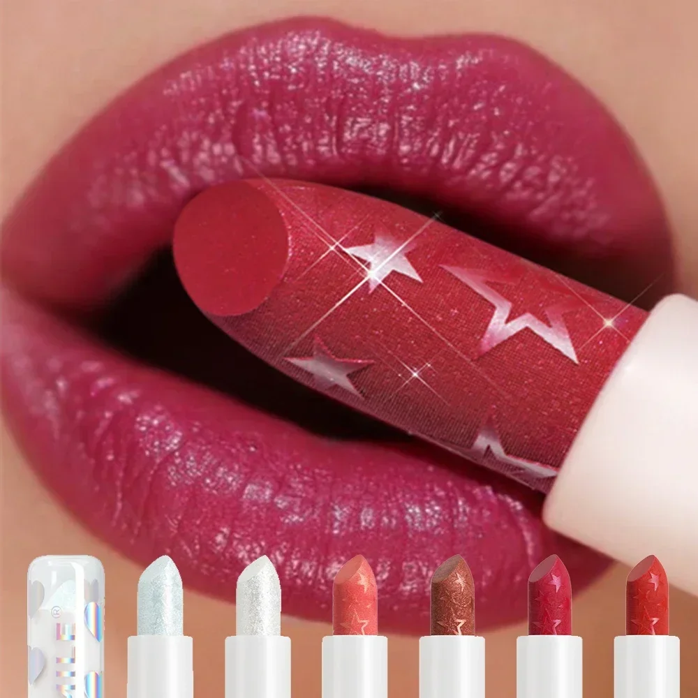 Lipstick set diamond pearlescent waterproof long lasting non-stick cup matte velvet shiny lip makeup set
