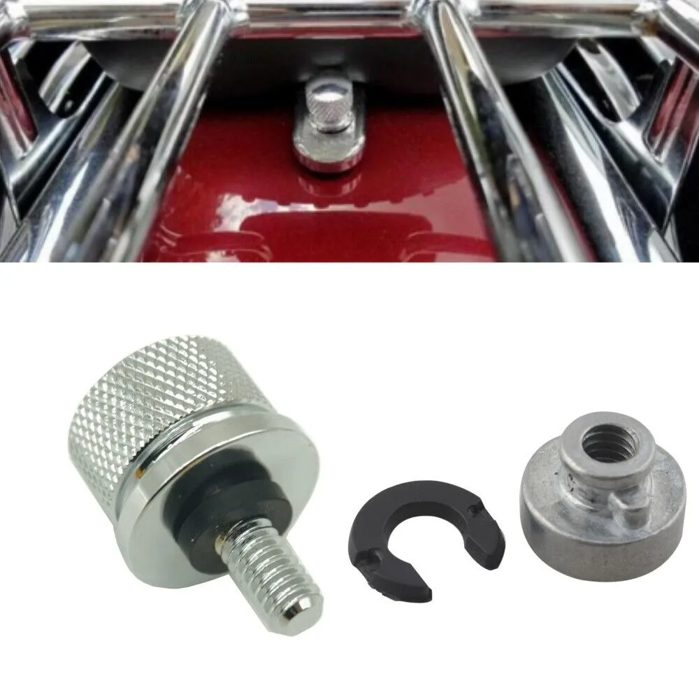 Motorcycle Seat Bolt Tab Screw For Harley Touring Road King Street Glide Softail Dyna Sportster XL Street Bob 96-19 Black/Chrome