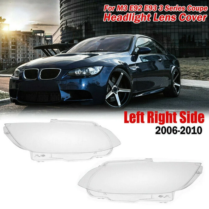 Car Right + Left Headlight Lens Cover For-BMW E92 E93 Coupe M3 2006-2010 1