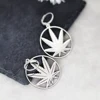 QIAMNI Stainless Steel Round Pot Leaf Hoop Earrings for Women Weed Jewelry Fashion Palm Leaves Drop Statement Piercing Ear 3