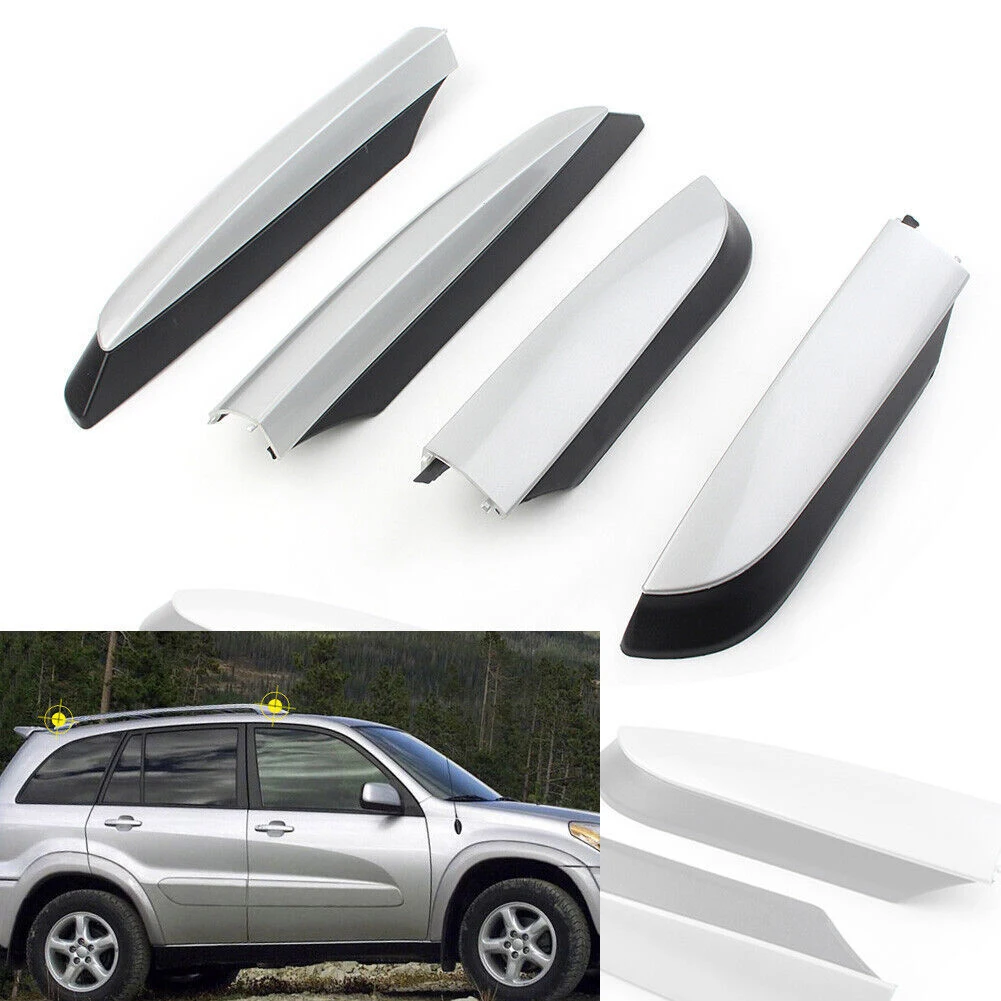 

End Cover Roof Rack Rail ABS Plastic Car Accessories Direct Replacement Shell Cap Silver Tone+Black Practical To Use