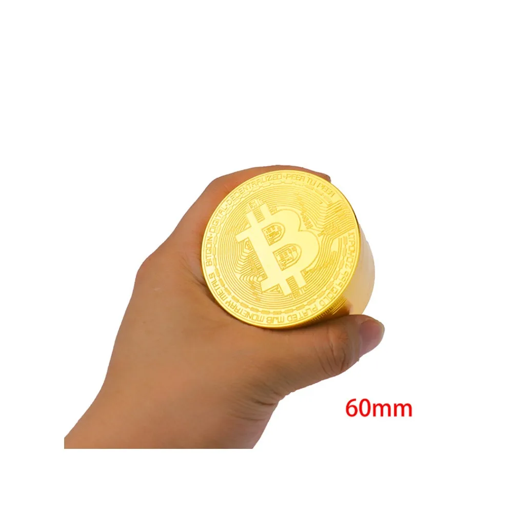 50/60mm Bitcoin Shaped Herb Grinder 3/4 Layer Metal Manual Spice Crusher  for Kitchen - AliExpress