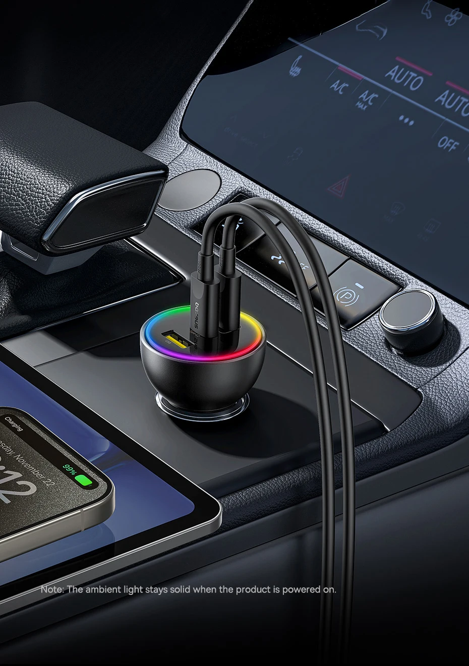 152.5W Car Charger Fast Charging 100W PD3.0 QC4.0 USB Type-C Phone Charger For i