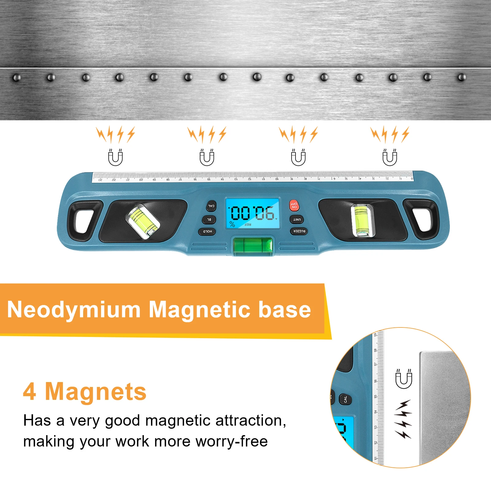Digital Spirit level Inclinometer Horizontal Scale Ruler Electronic LED Display Protractor Magnetic Base Measuring Tools 5