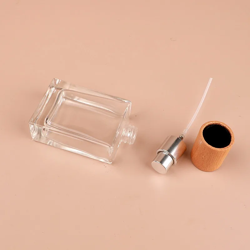 10pcs Refillable Square Glass Perfume Bottles with Wooden Screw Caps – Empty 30ml 50ml ... - SKU CBGS1900 - UGI Packaging