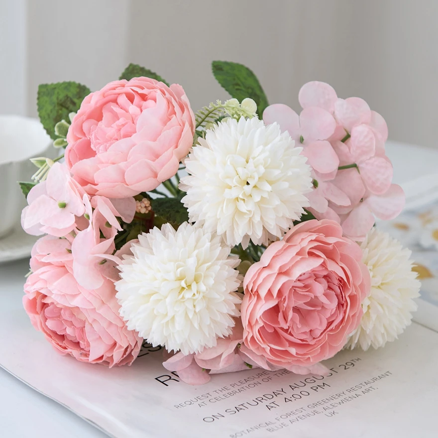1pc Künstliche Blumen 32Cm Seide Pfingstrose Hochzeit Hortensien Bouquet Festival Girlande Dekor Vase Hause Zimmer Hof Sammelalbum diy Geschenk