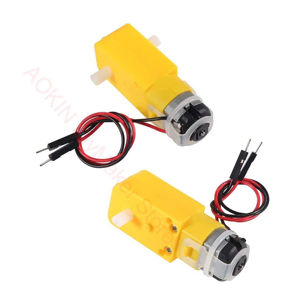 4 pcs DC Electric TT Gear Motor Wheel Kit 3-6V Dual Shaft Geared TT Magnetic Gearbox Engine with 69mm Plastic Car Tire Wheel
