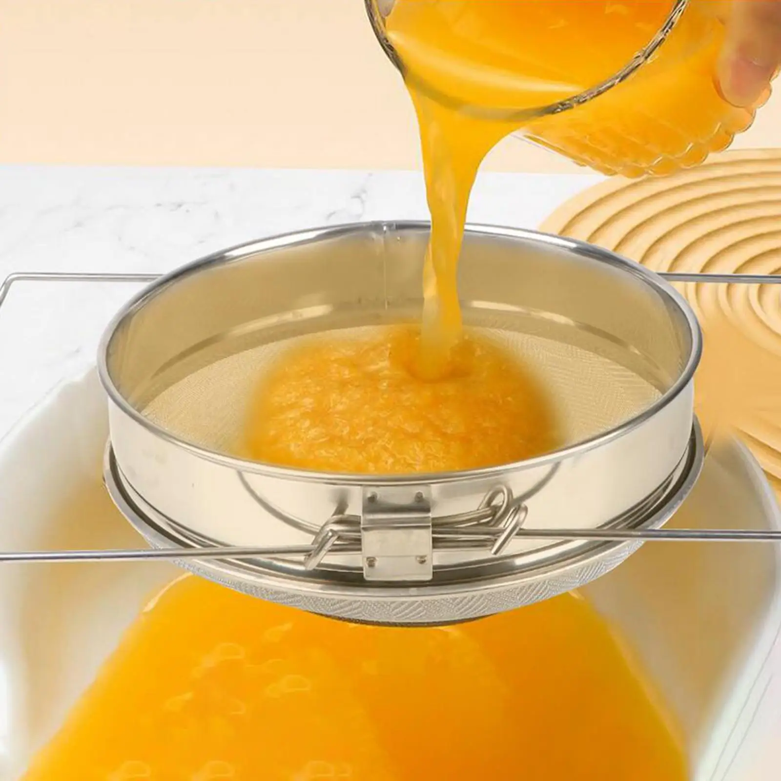 Double Sieve Honey Strainer Adjustable Easy to Use Rustproof Bee Keeping Extract Tools Beekeeping Tool Honey Debris Filter