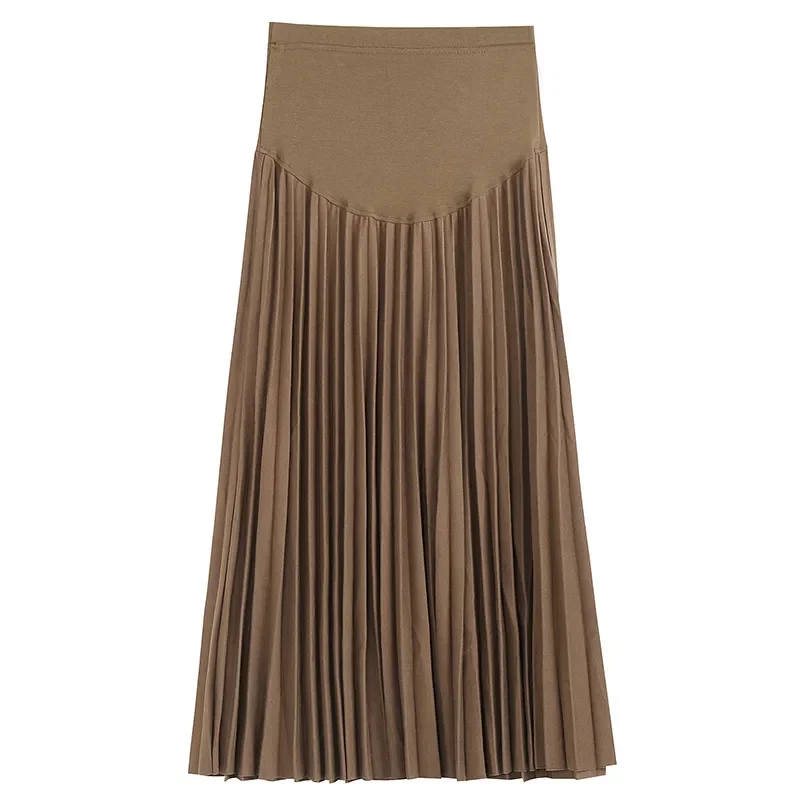 Pregnant Women Skirt Autumn Winter Fashion Pleated A Line Maternity Long Skirts Warm Loose Belly Clothes