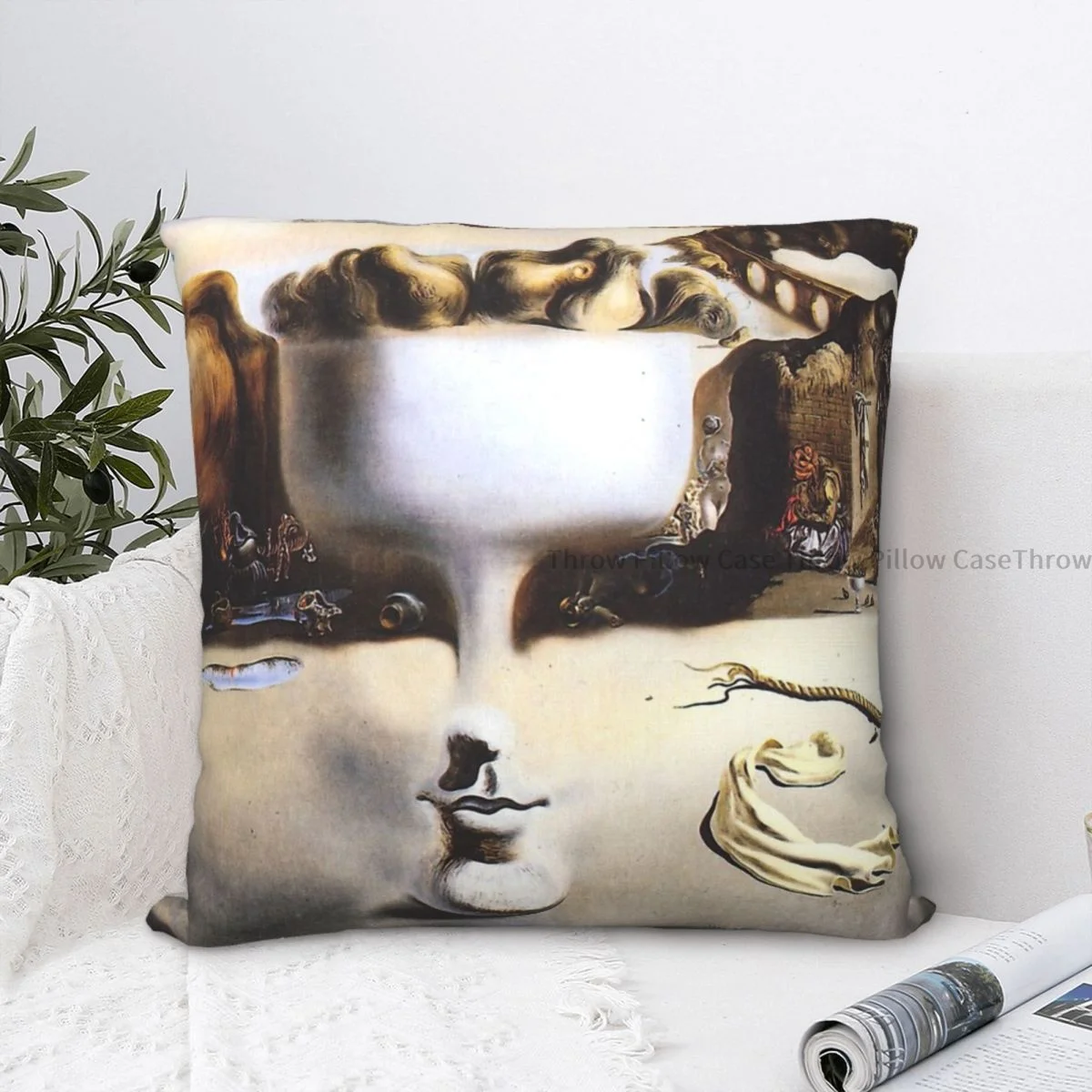 Apparition Of Face Fruit Dish On A Beach Throw Pillow Case Salvador Dali Painting Zaino Cuscini Copre Lavabile Home Decor