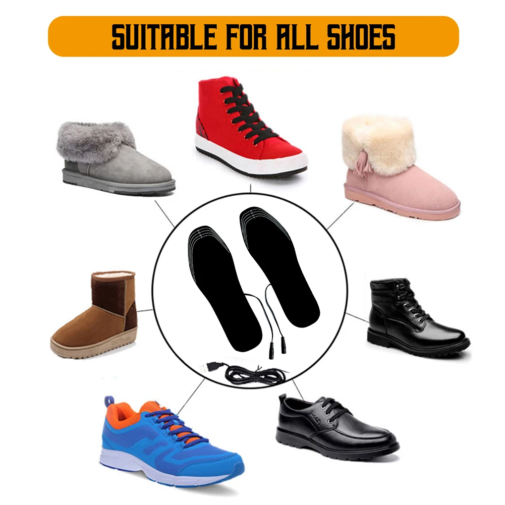 USB Electric Heated Insoles Winter Foot Warmer Pad for Outdoor Sports