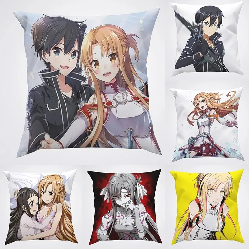 

Наволочки Sword Art Online, Осенний чехол, декоративные подушки для дивана, кровати, подушки 40x40 см, наволочки, наволочки, наволочка для тела, для дома