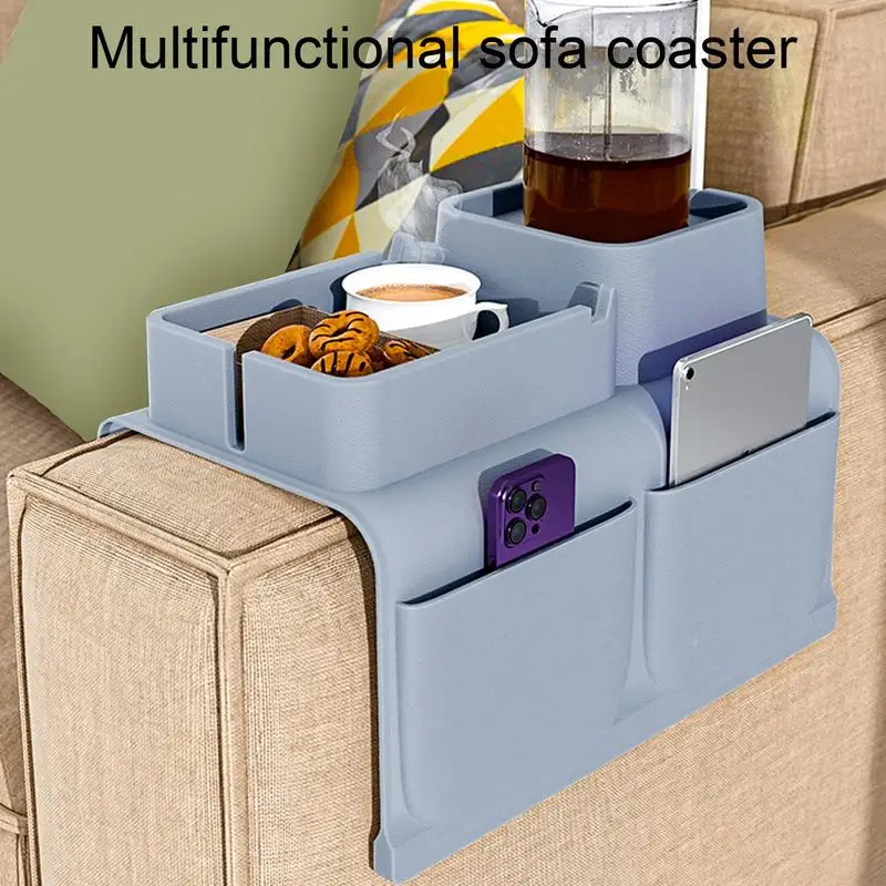 Silikon-Armlehnen Tablett - Anti-Rutsch Getränkehalter Für Sofa Mit Fernbedienungsablage