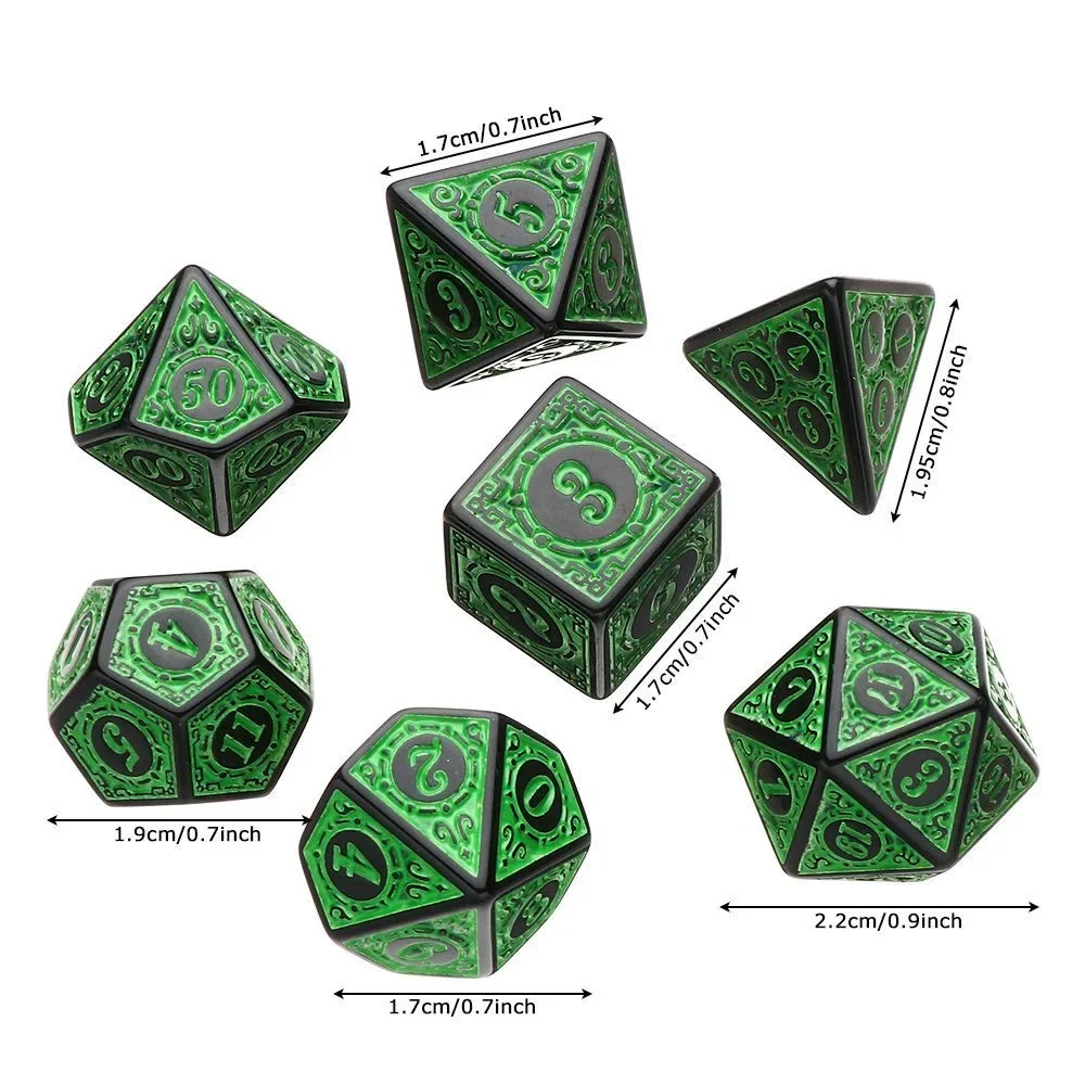 Polyhedral Carved Pattern Dice Set 7 Pcs D4 D6 D8 D10 D% D12 D20 For Game game dice,dice set,acrylic dice
