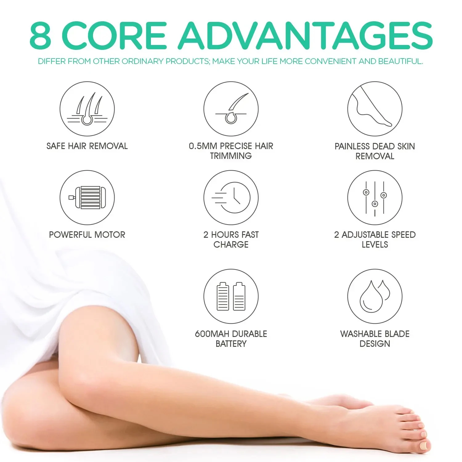 Kemei Epilator Rechargeable 3 In 1 Lady Hair Remover Shaver Electric Callus Remover Depilador Removal for Women Foot Care Tools 5