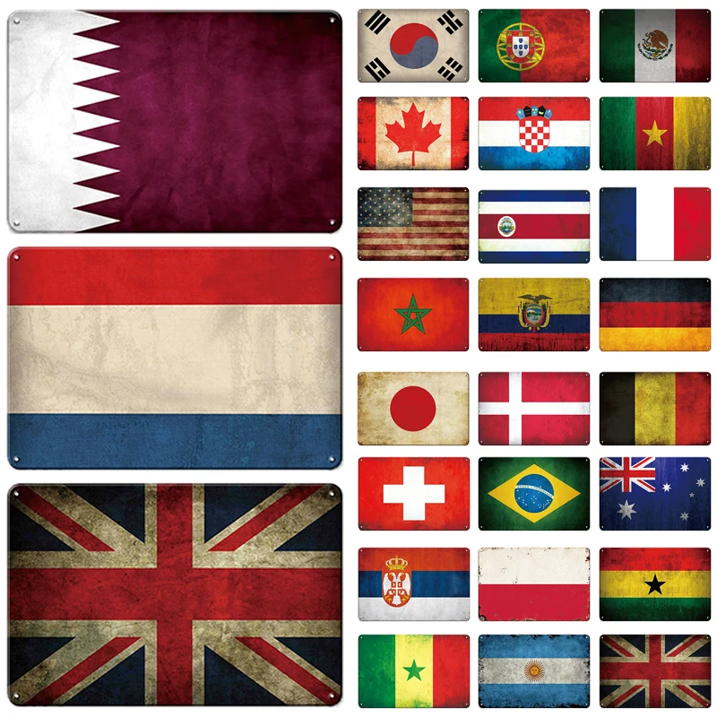 

Retro Tin Sign Countries National Flag Decoraitve Plaques Metal Poster Tin Plate Signs Club Bar Man Cave Garage Wall Decor