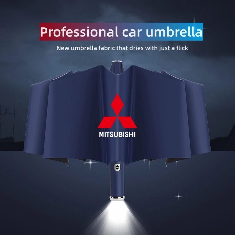 Fully Automatic Folding Umbrella with Double Bones LED Windproof Parasol For Mitsubishi Lancer Outlander Ralliart Eclipse L2 Asx
