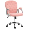Vanity Office Chair Tufted Backrest Swivel Rolling Height Adjustable, Pink 1
