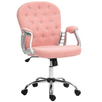 Vanity Office Chair Tufted Backrest Swivel Rolling Height Adjustable, Pink 1