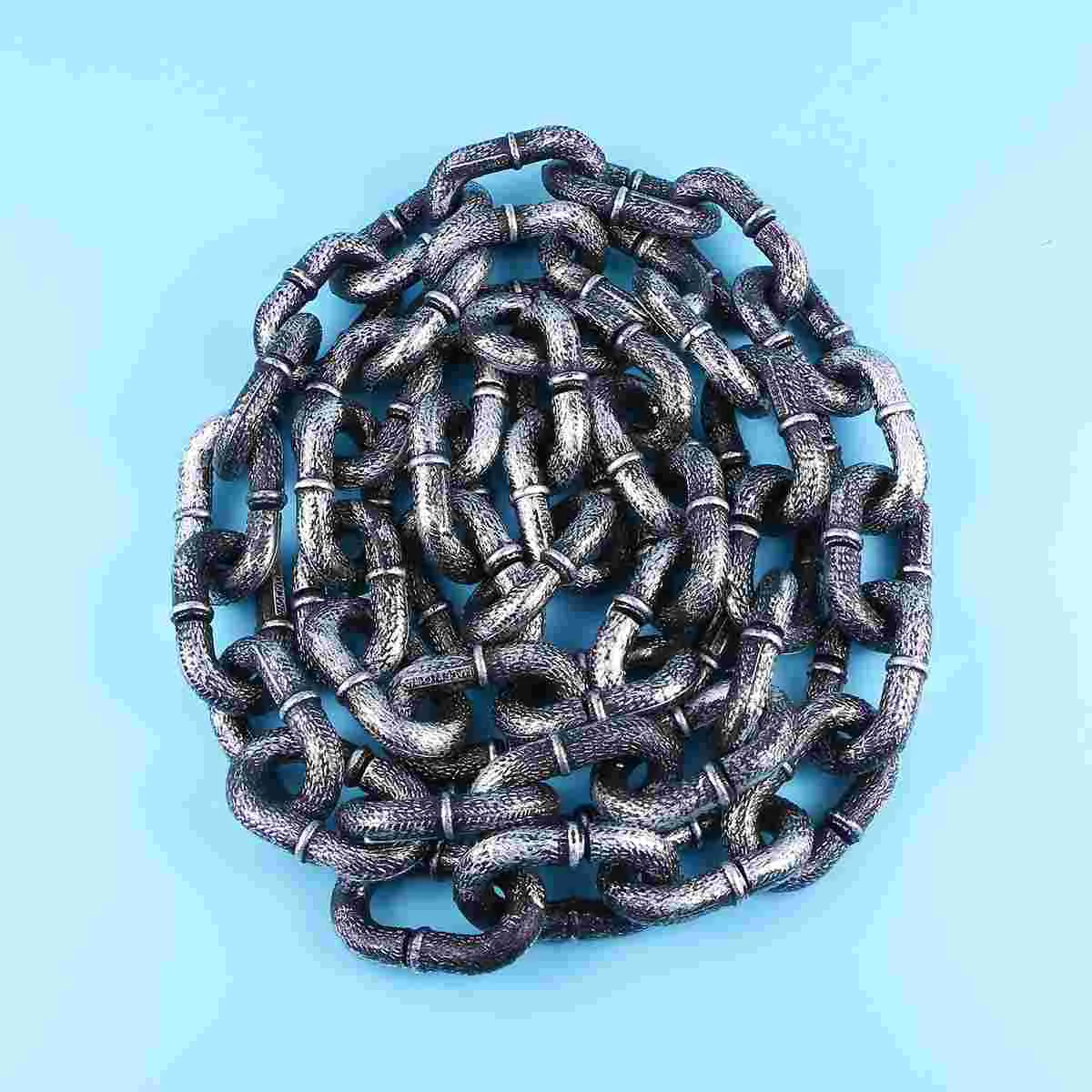 Plastic Chain Barrier 2 Meter Simulated Iron Chain Decoration Halloween Props Lightweight Material Barrier Traffic Safety Roadway Security