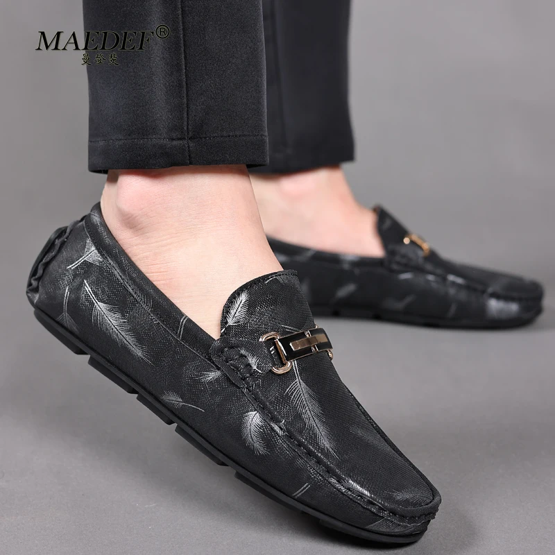 MAEDEF Brand Spring Summer Hot Sale Moccasins Men Loafers High Quality Leather Shoes Men Flats Lightweight Driving Shoes