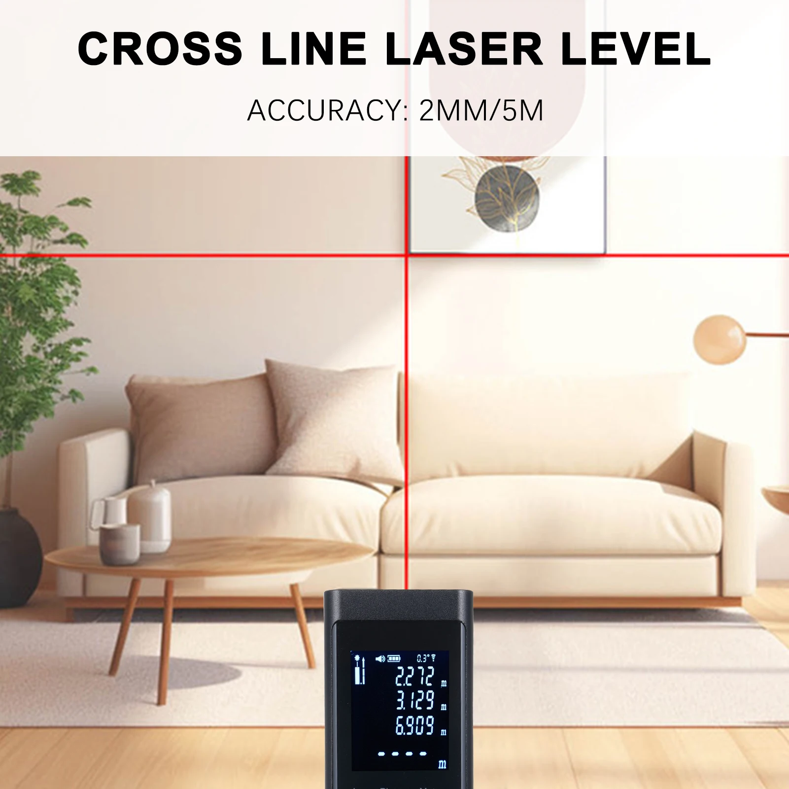 3in1 Laser Distance Meter Angle Measure Cross Line Laser Level Rechargeable Inclinometer Electric Angle Sensor Backlit LCD laser rangefinder distance meter