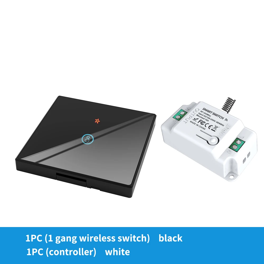 Interruptor Táctil Inalámbrico RF433 para Automatización del Hogar, Interruptor de Pared Remoto sin Cables, Control Táctil Inteligente para el Hogar, Control de Iluminación de Pared