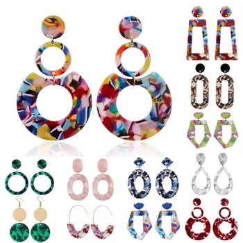 Acrylic Plate Circle Drop Earrings For Women Earing Jewelry Earings Long Geometric Multi-layer Colorful Earrings Pendientes 2025