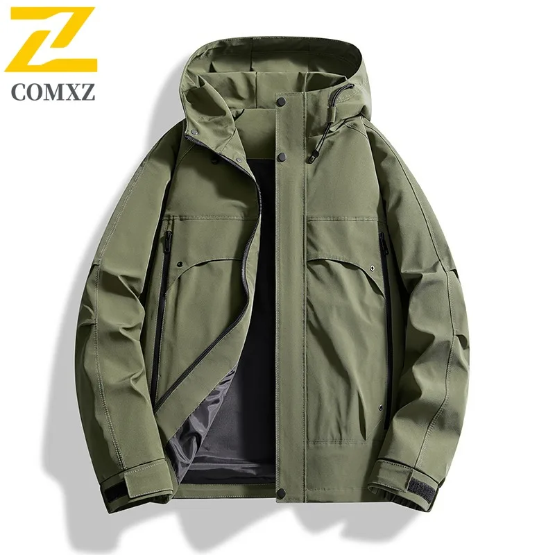 COMXZ Hiking Travel Mens Jacket Luxury Hooded Lightweight Jackets Casual Outdoor Windproof Durable Autumn New Motorcycle Coats