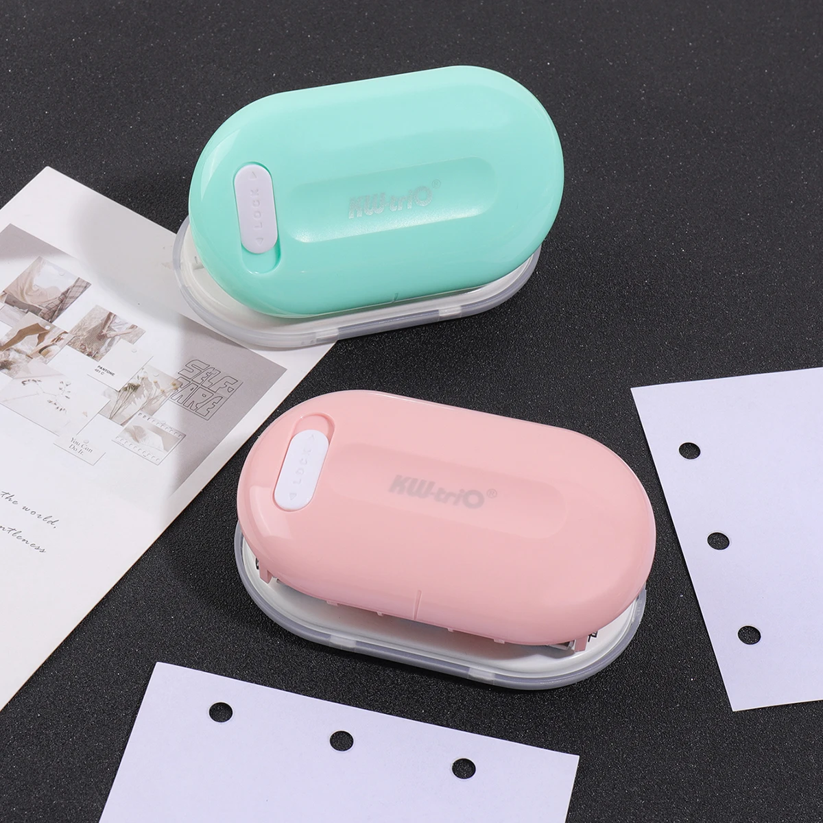3-Hole Round Paper Punch, Portable Hole Puncher for Crafts Scrapbooking Supplies, DIY Card Making & Paper Crafting Tool - 6