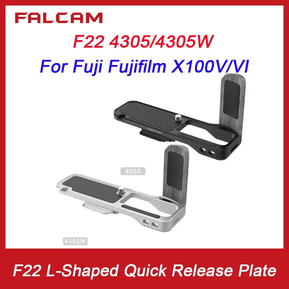 

FALCAM F22 L-Shaped Quick Release Plate Bracket With Wood Hand Grip for Fuji Fujifilm X100V/VI Camera Arca Swiss Tripod Head