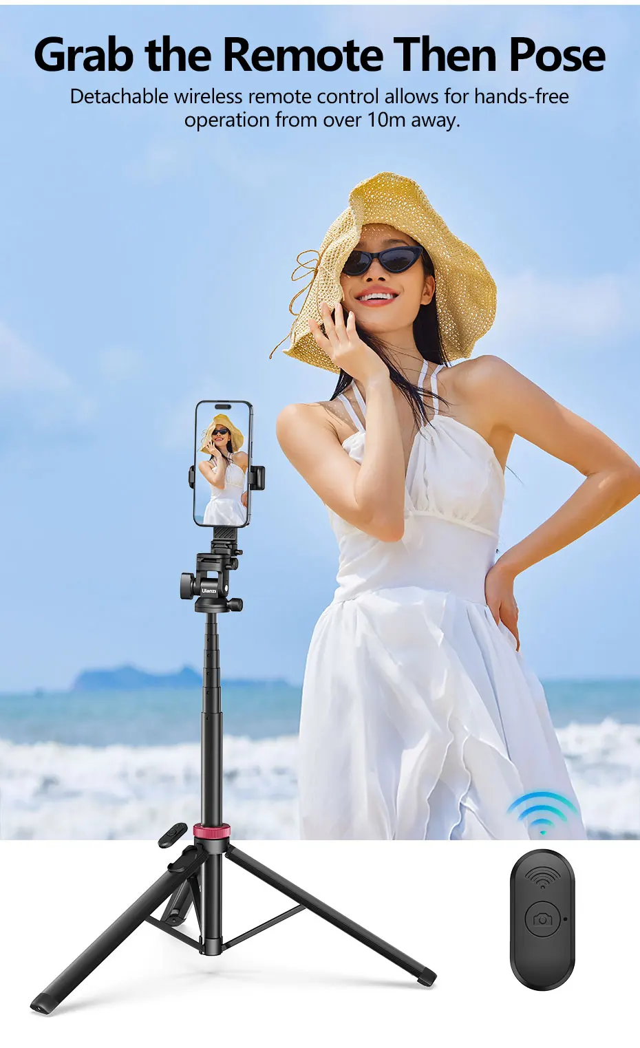 MT-78 1.85M Quick Release Tripod with Remote Phone Holder Cold Shoe Mount 1/4''
