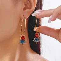 Fashion Christmas Rhinestone Gingerbread Man Earrings for Women Exquisite Imitation Pearl Christmas Tree Bells Party Jewelry - Image 4