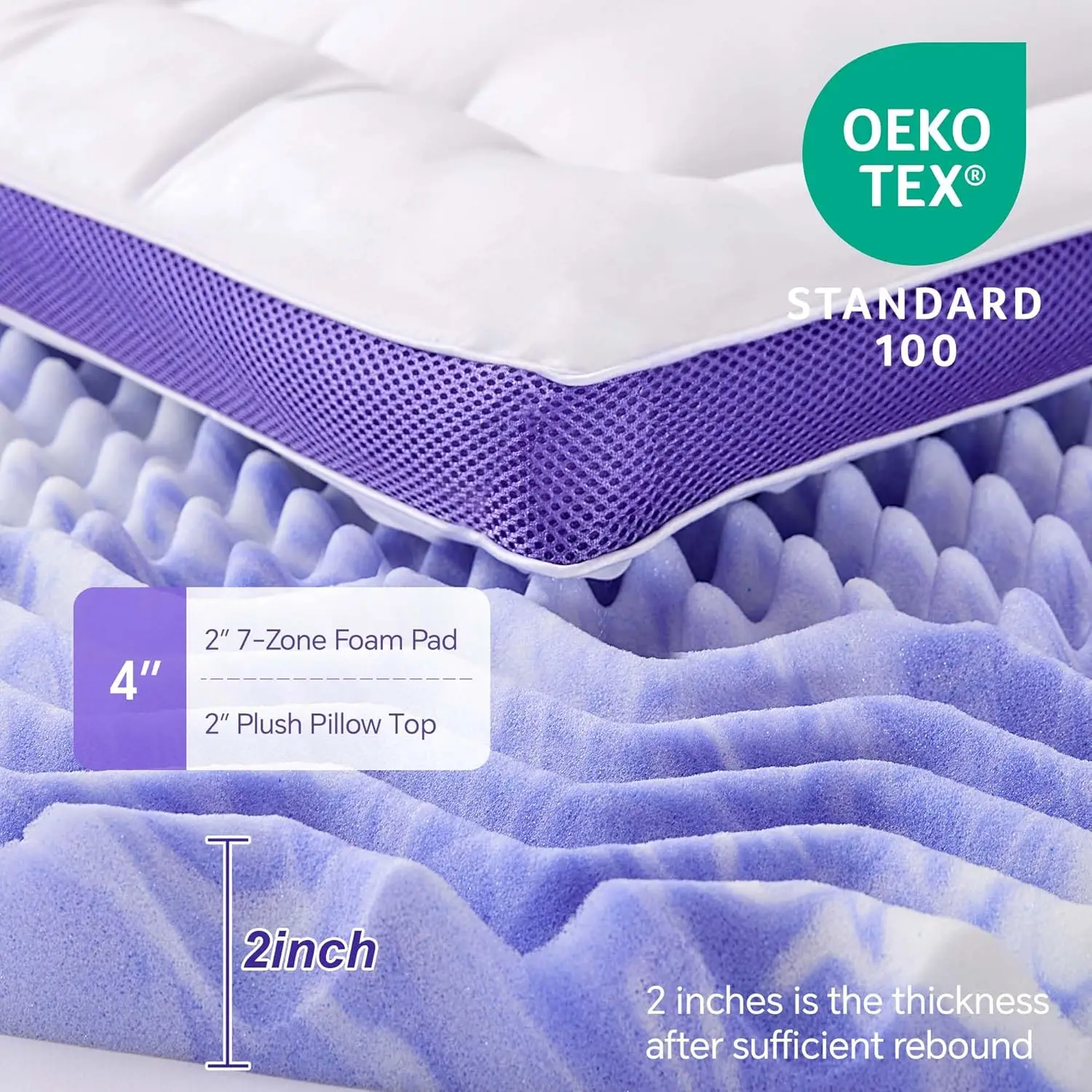NEW Dual Layer 4 Inch Memory Foam Mattress Topper Queen-2 Inch Gel Memory Foam and 2 Pillow Top Mattress Pad