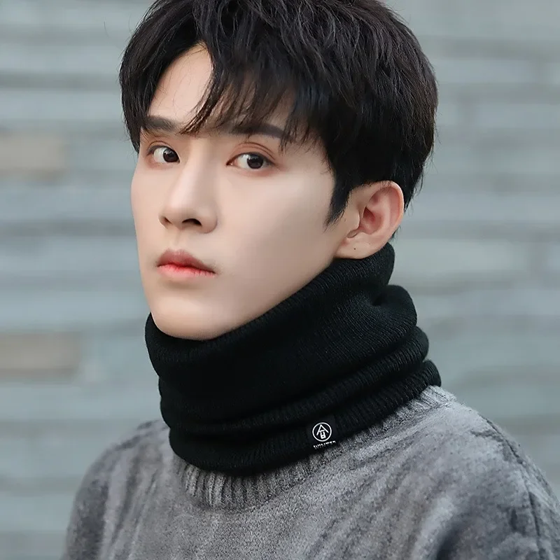 Solid Plush Warm Winter Ring Scarf Women Men Knitted Full Face Mask Snood Neck Scarves Thicken Cashmere Scarfs Allmatch Muffler 3