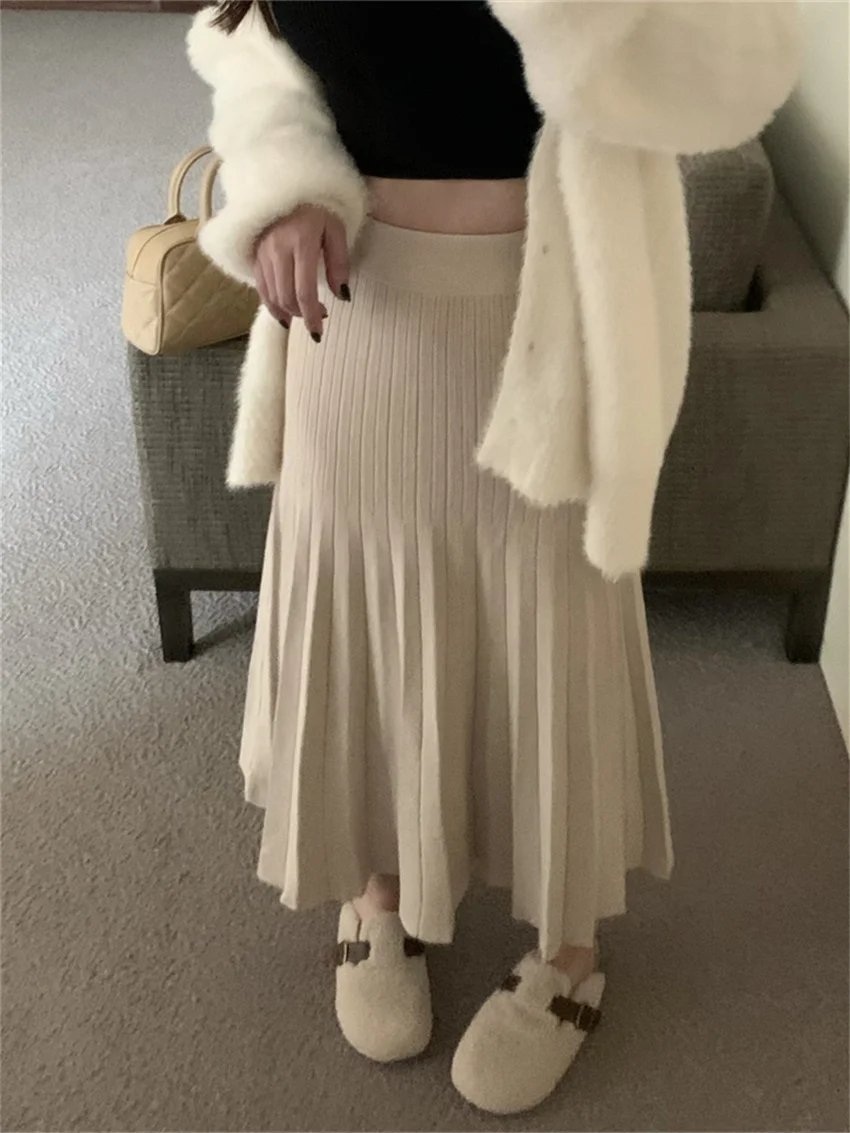 

Женская трикотажная плиссированная юбка-трапеция, 4 цвета