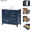 36 Inch Bathroom Vanity with Sink Top,Freestanding Cabinet with 2 Doors & 4 Drawers,Solid Wood Frame, Counter top with Left Sink 2