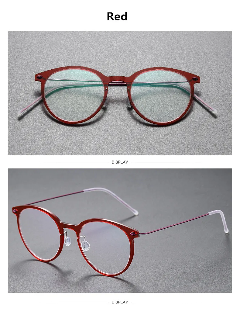 Dänemark Marke Schraubenlose Acetat Brille Rahmen 6537, Ultraleicht Männer Frauen Retro Runde Brillen Rahmen Brillen Brillen Gafas – Detail 11