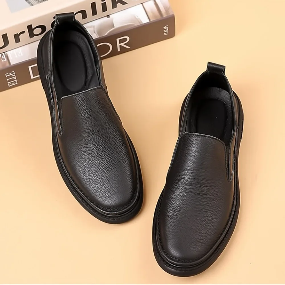 Scarpe in Pelle da Uomo Mocassini Casual Traspiranti Monocolore - immagine 3