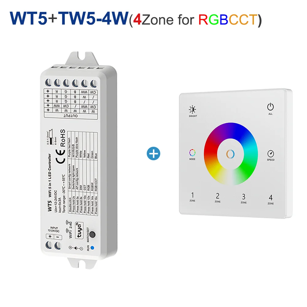 Enhanced Smart LED Controller with Touch Panel Remote - 5-in-1 WiFi & RF Technology
