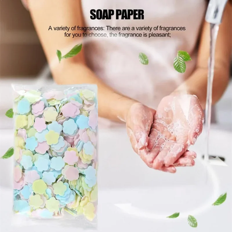 

200/1000 PCS Portable Disposable Paper Soap Flowers Shape Washing Hand Bath Paper Soap Sheets for Kitchen Outdoor Travel Camping