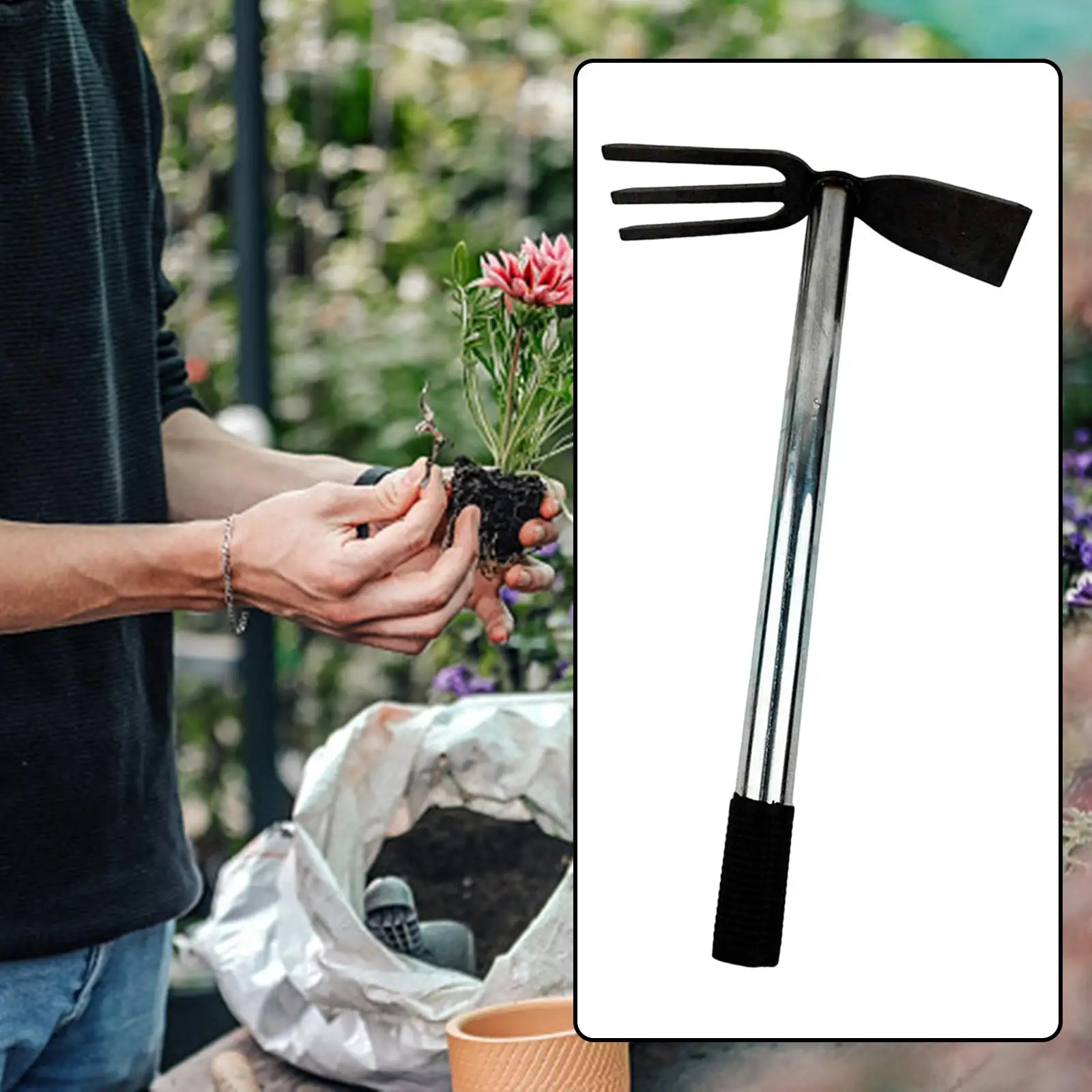Hand Digger Cultivator Wedding Gardening Handheld Short Nonslip Handle Garden Hoe for Digging Agriculture Farm Backyard Planting